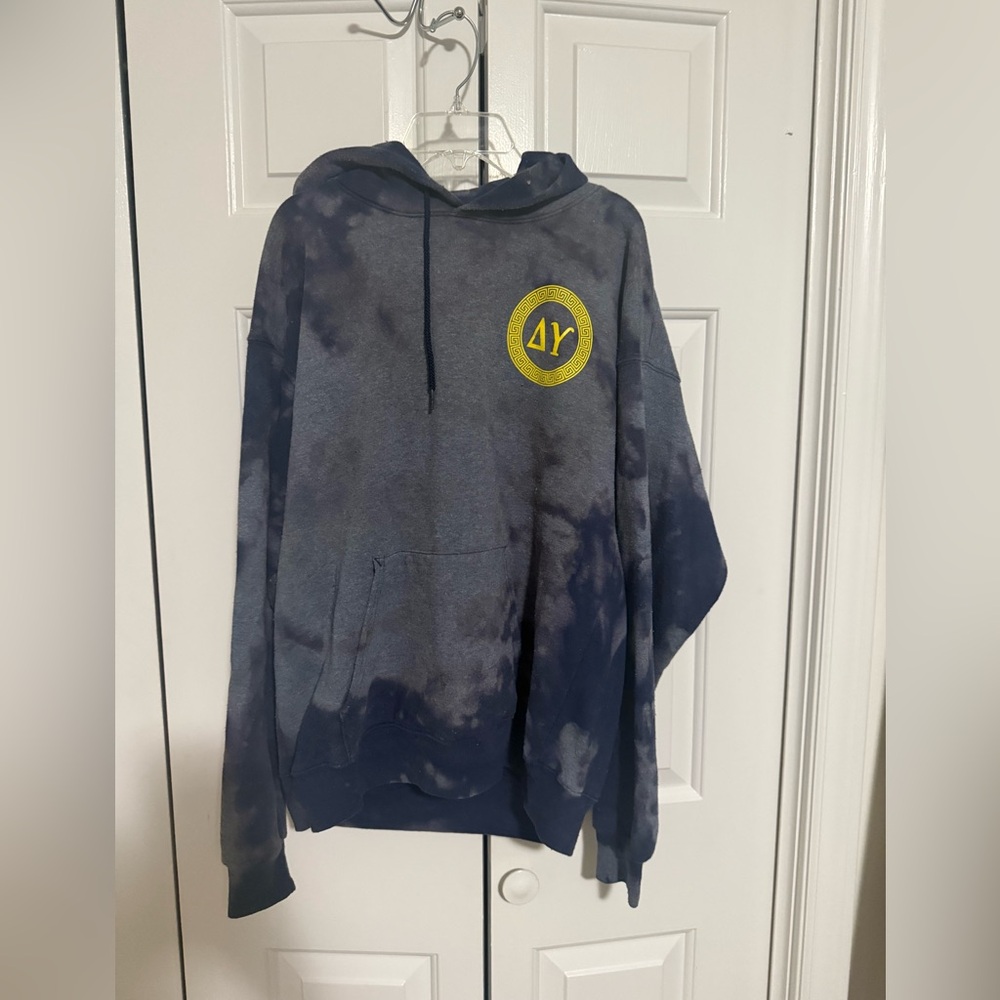 Delta Upsilon Gray and Blue Hoodie with Yellow Accent